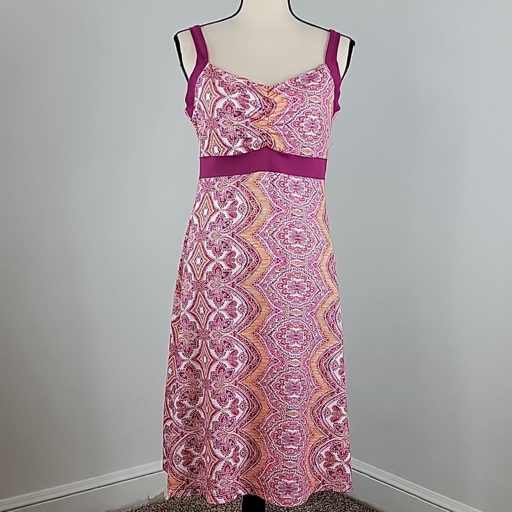Prana Amaya Tank‎ Pink Orange Print Casual Dress Large